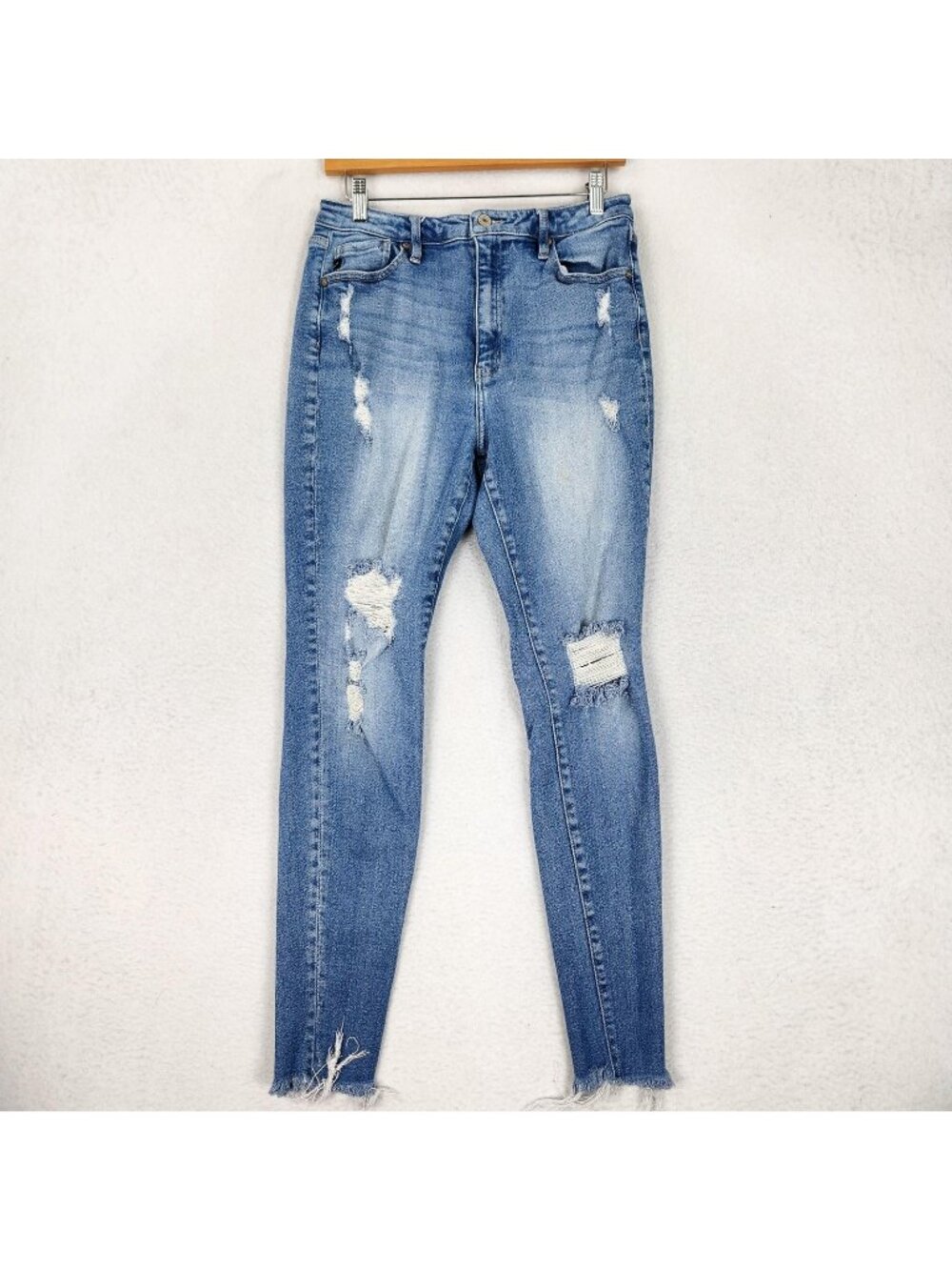KanCan Jeans Womens 30 Blue High Rise Skinny Leg Distressed Medium Wash Denim